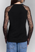 Lace Long Sleeve shirt In Black
