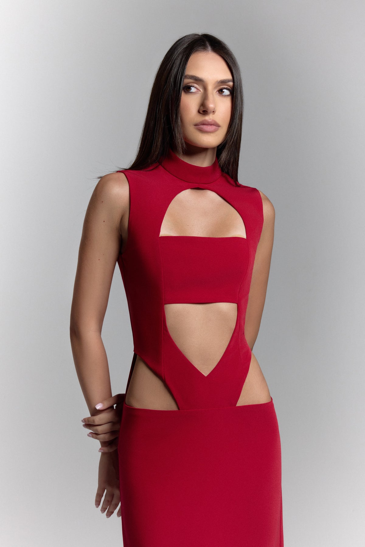 Cut Out Maxi Dress in Red
