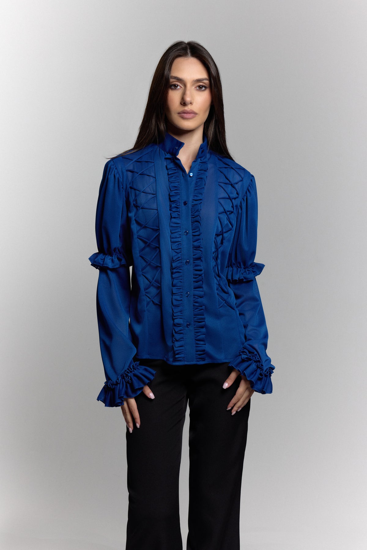 Victorian Mesh top in Blue