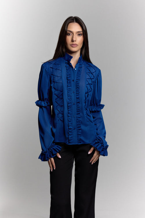 Victorian Mesh top in Blue