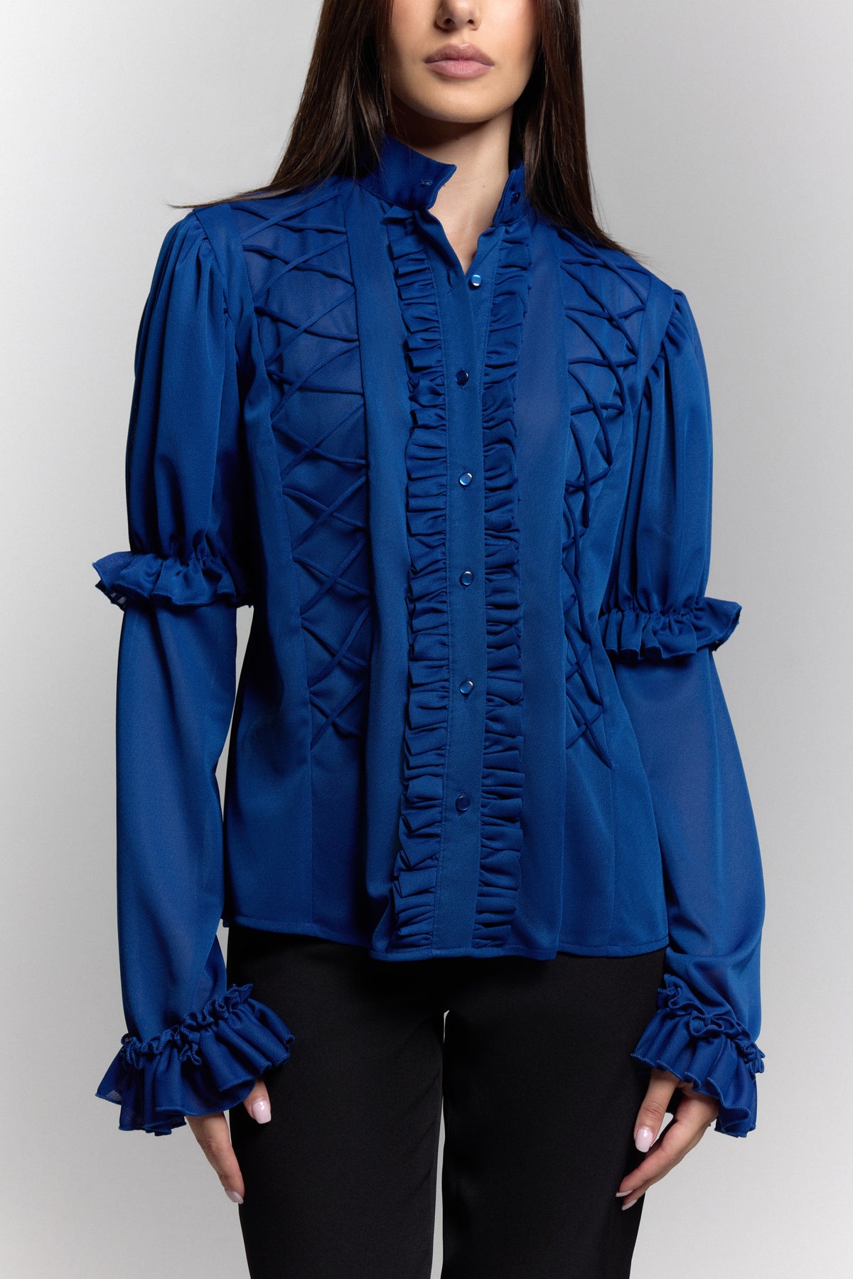 Victorian Mesh top in Blue