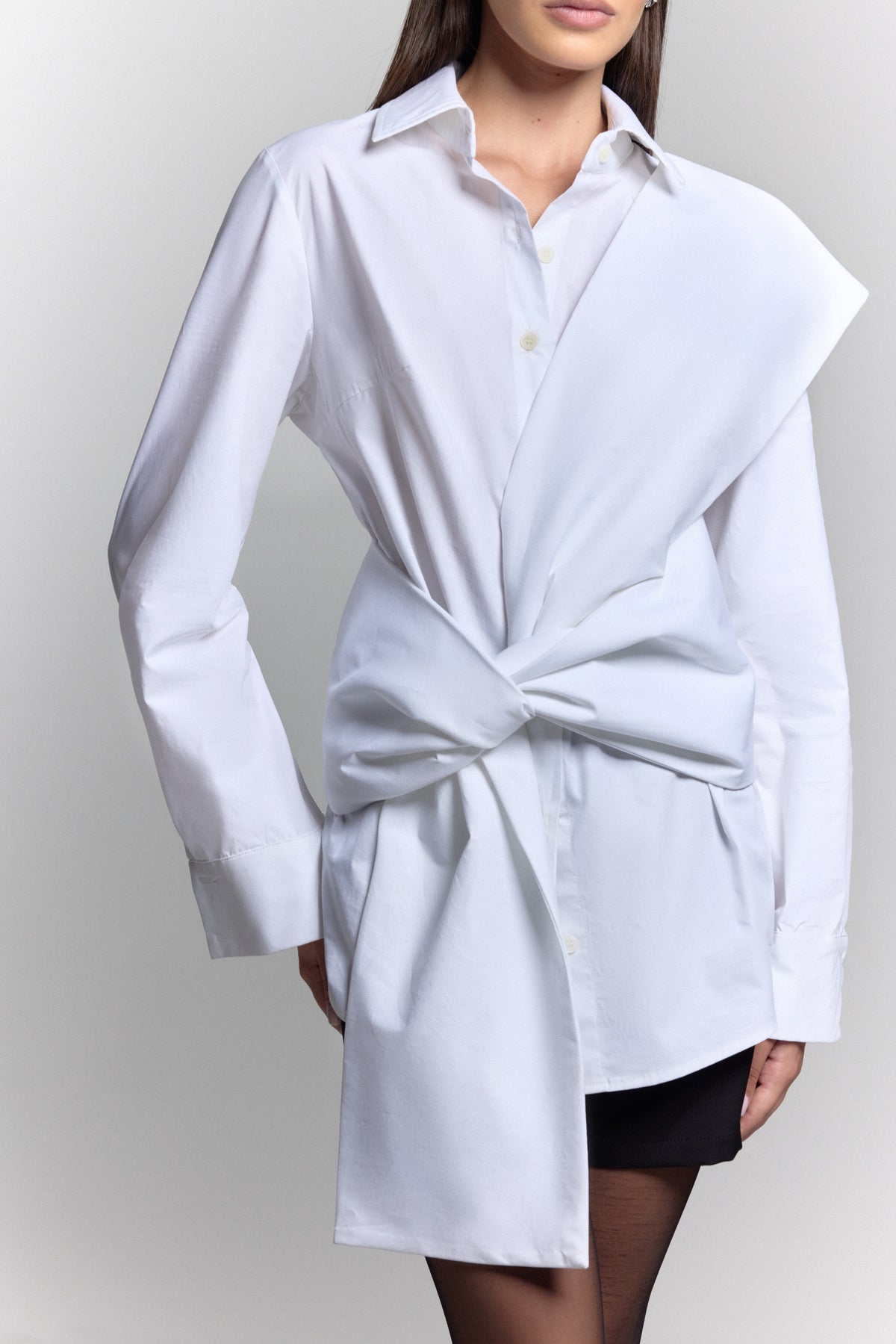 Bow-detail poplin shirt