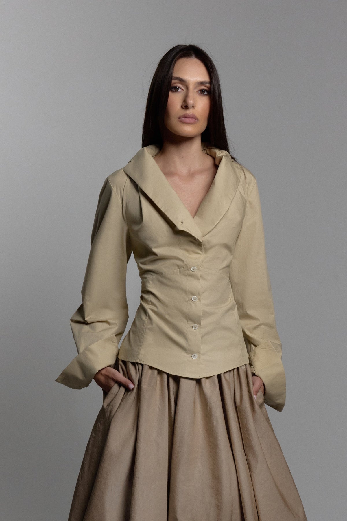 Fitted Blouse in Beige