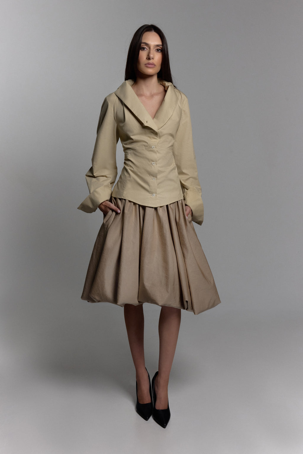 Fitted Blouse in Beige