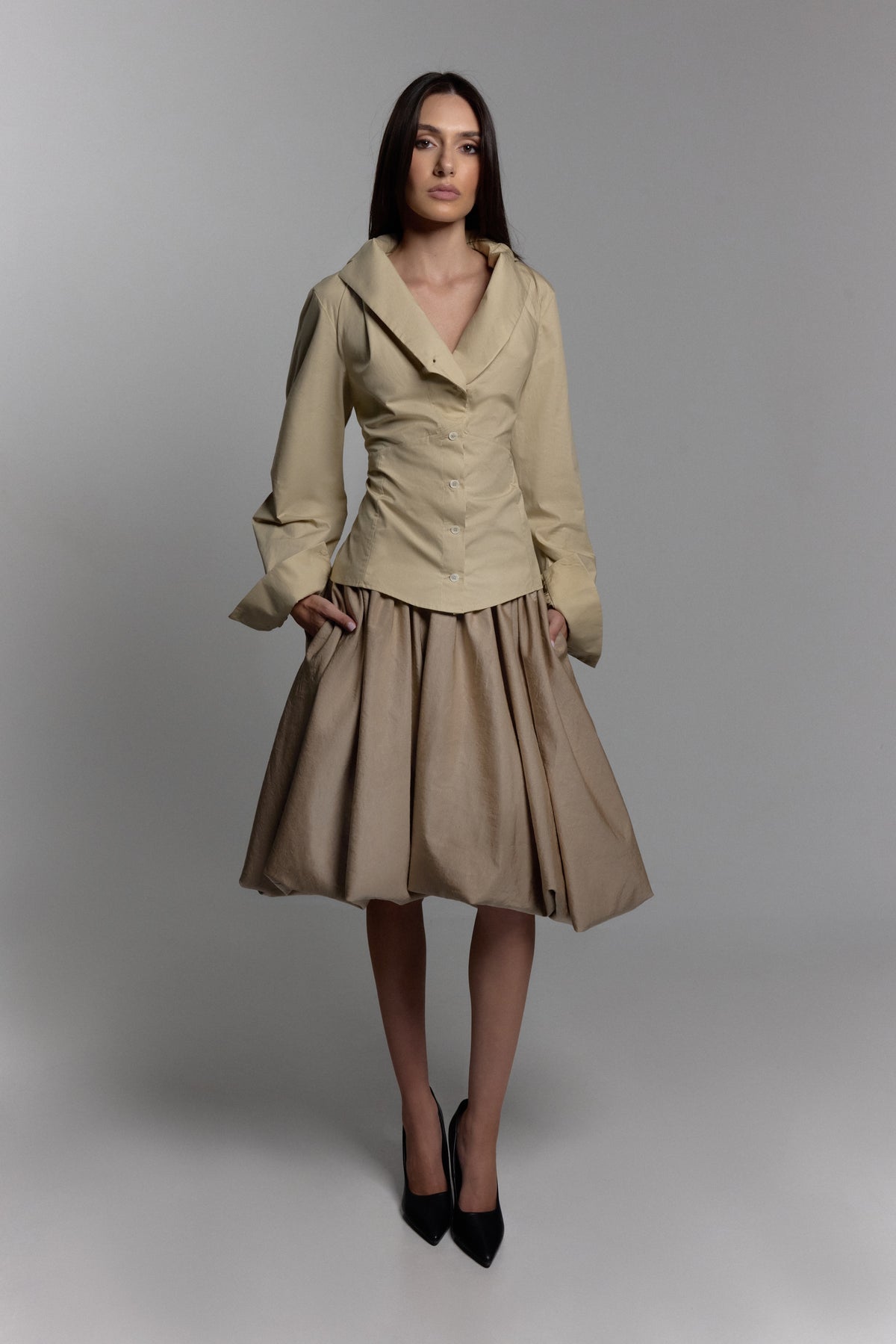 Fitted Blouse in Beige