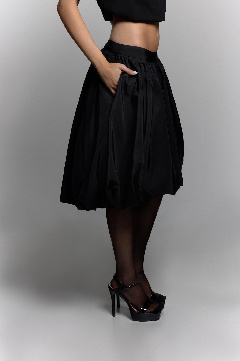 Taffeta skirt with pockets In Black