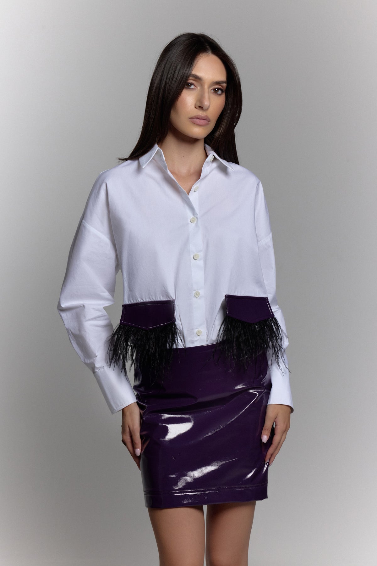 Skin & Feather Shirt in Purple