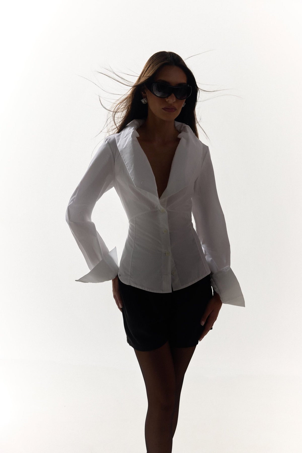 Fitted Blouse in White - ZAIANI