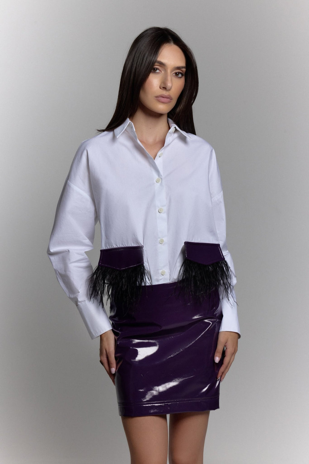Latex Skirt in Purple - ZAIANI