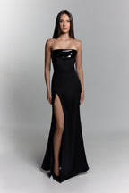 Latex Yoke Dress in Black - ZAIANI