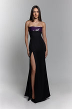 Latex Yoke Dress in Purple - ZAIANI