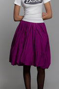 Taffeta skirt with pockets In Fushia - ZAIANI