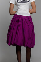 Taffeta skirt with pockets In Fushia - ZAIANI