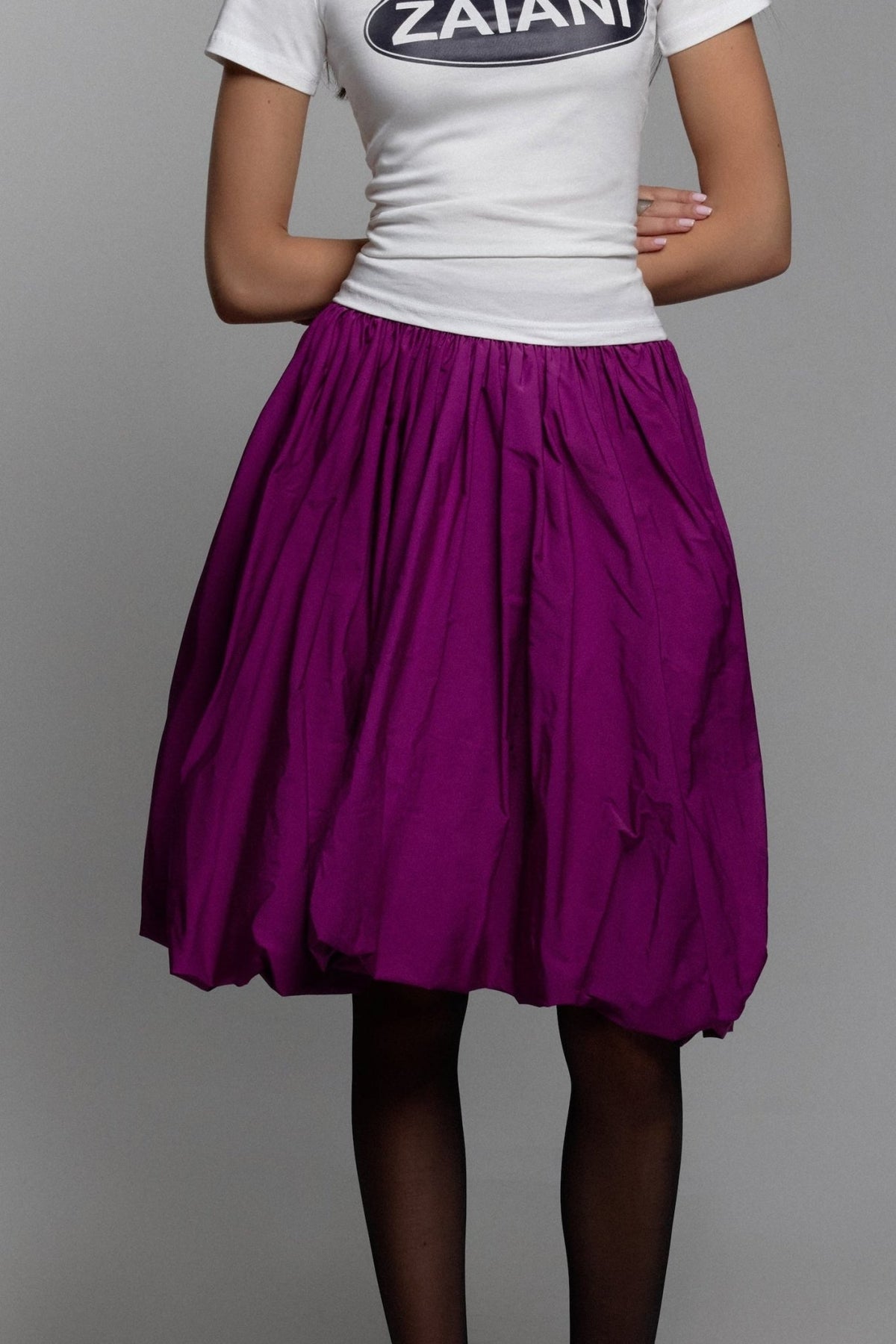 Taffeta skirt with pockets In Fushia - ZAIANI