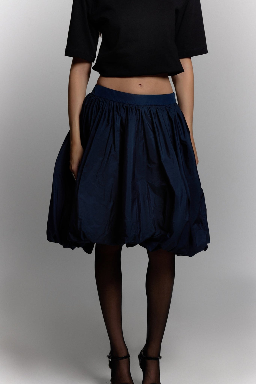 Taffeta skirt with pockets In Navy - ZAIANI