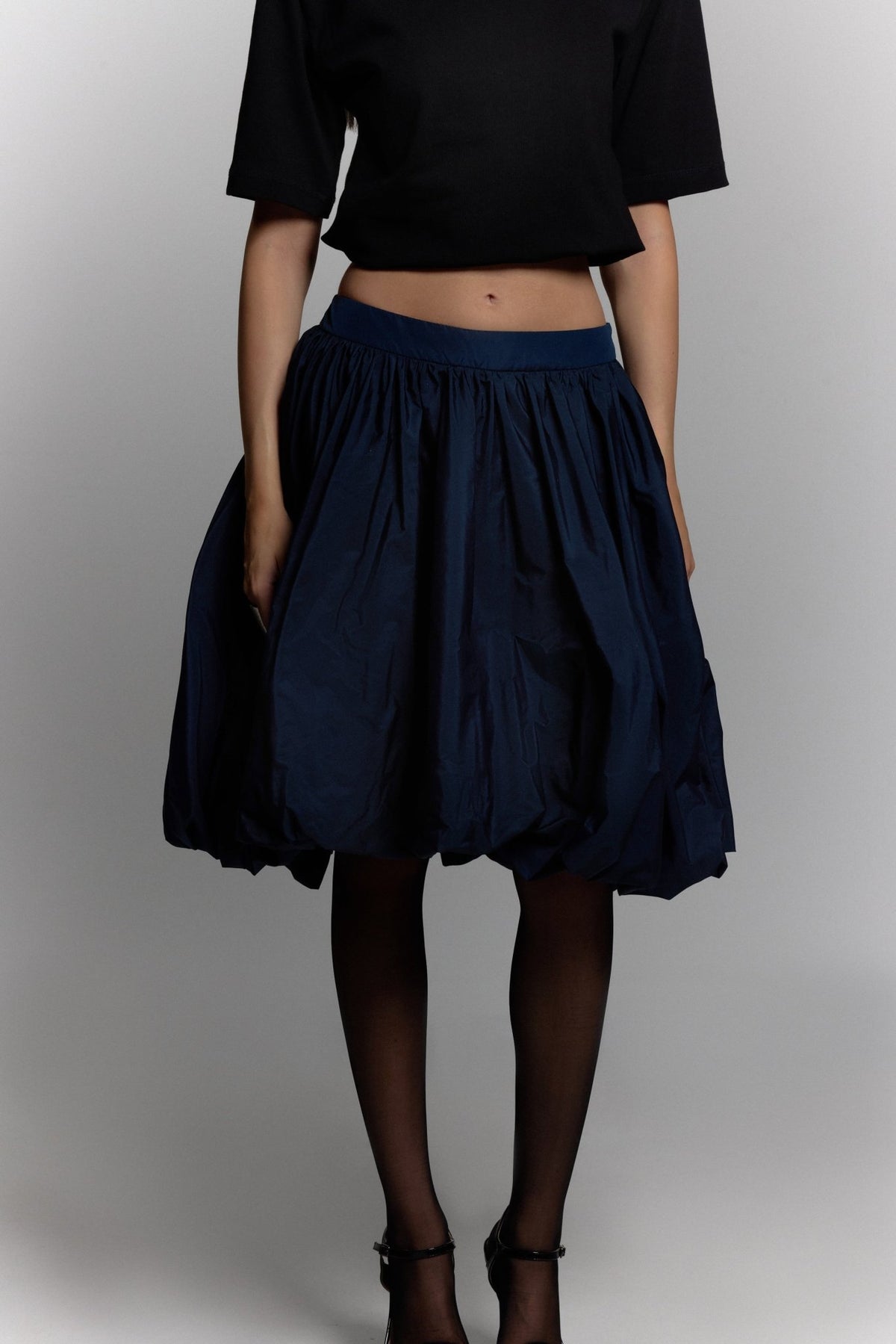 Taffeta skirt with pockets In Navy - ZAIANI