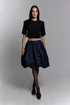 Taffeta skirt with pockets In Navy - ZAIANI