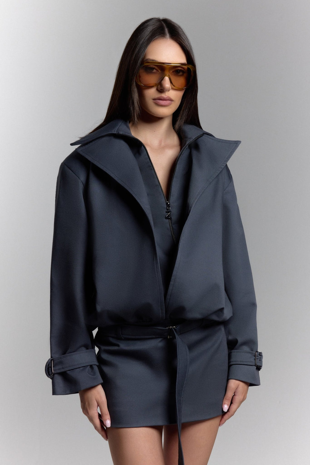 The Trench Dress in Gray - ZAIANI
