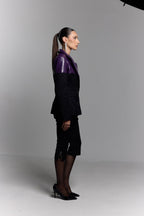 Two-Tone Latex Blazer in Purple - ZAIANI