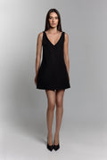 V-Neck Dress in Black - ZAIANI