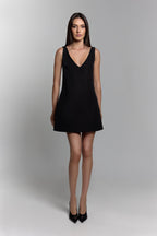 V-Neck Dress in Black - ZAIANI