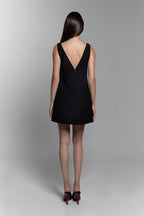V-Neck Dress in Black - ZAIANI