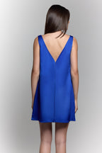 V-Neck Dress in Blue - ZAIANI